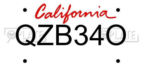 QZB34O California License Plate