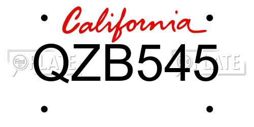 QZB545 California License Plate