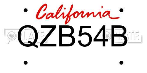 QZB54B California License Plate