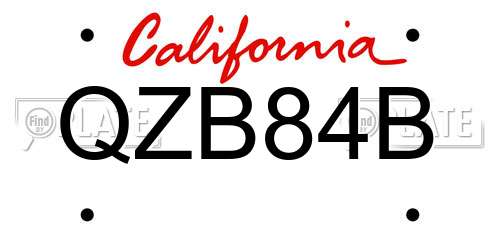 QZB84B California License Plate