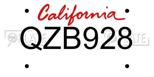 QZB928 California License Plate