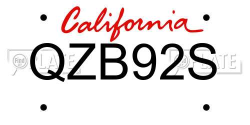 QZB92S California License Plate