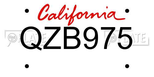 QZB975 California License Plate