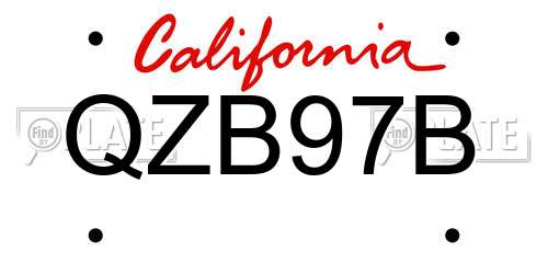QZB97B California License Plate