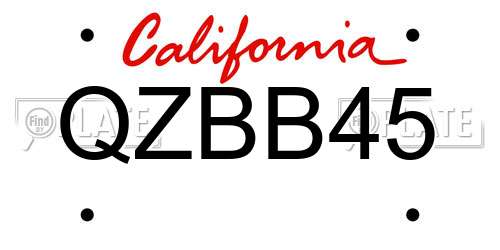 QZBB45 California License Plate