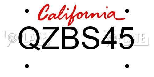 QZBS45 California License Plate