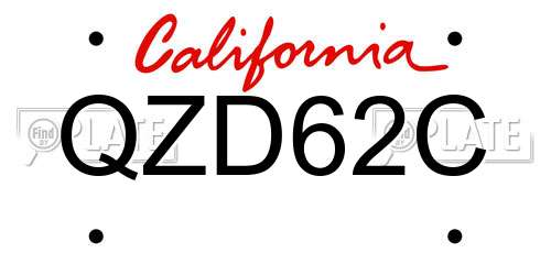 QZD62C California License Plate