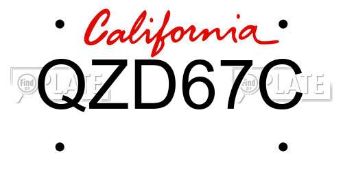 QZD67C California License Plate