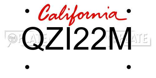 QZI22M California License Plate