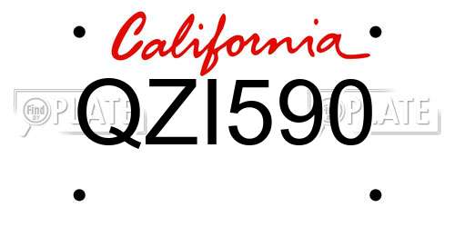 QZI590 California License Plate