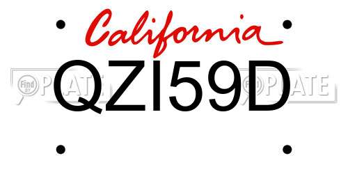QZI59D California License Plate