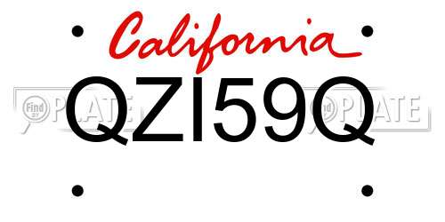 QZI59Q California License Plate