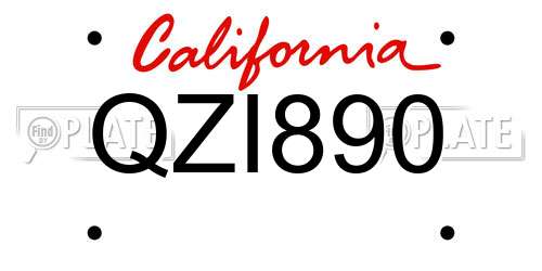 QZI890 California License Plate