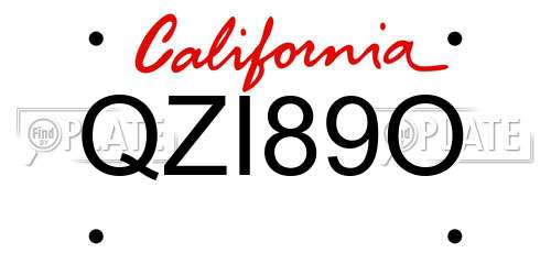 QZI89O California License Plate