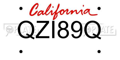 QZI89Q California License Plate