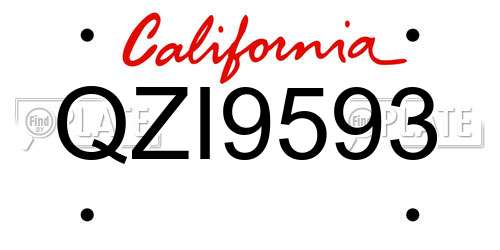 QZI9593 California License Plate