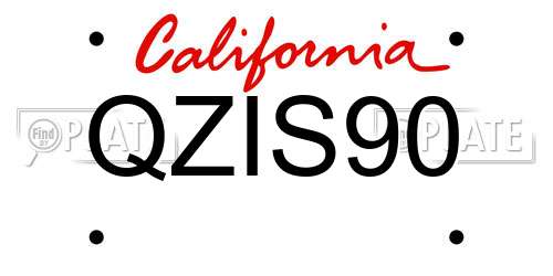 QZIS90 California License Plate