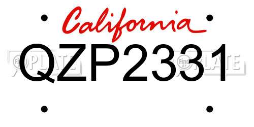 QZP2331 California License Plate