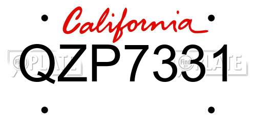 QZP7331 California License Plate