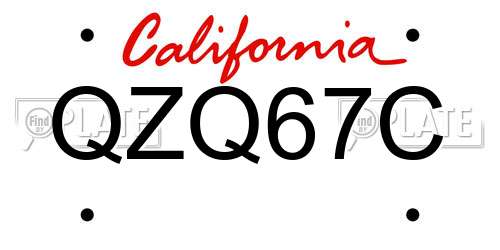 QZQ67C California License Plate