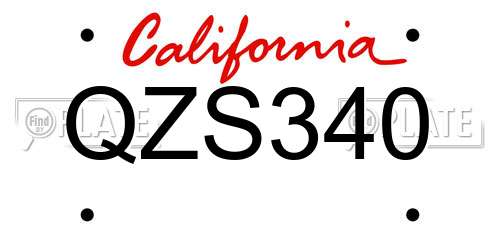 QZS340 California License Plate