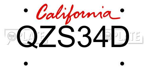 QZS34D California License Plate