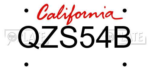 QZS54B California License Plate