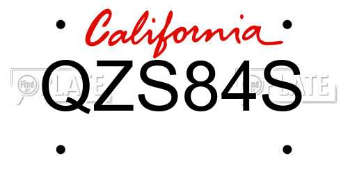 QZS84S California License Plate