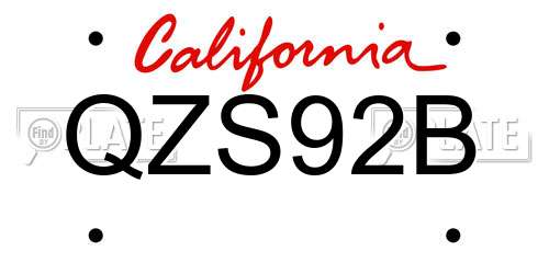 QZS92B California License Plate