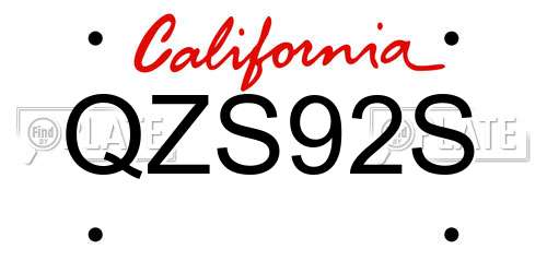 QZS92S California License Plate