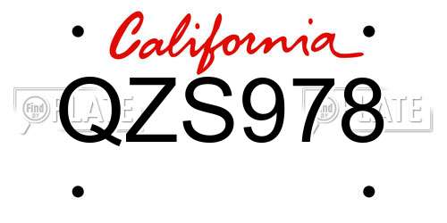 QZS978 California License Plate