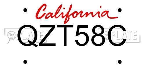 QZT58C California License Plate
