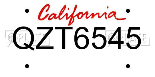 QZT6545 California License Plate
