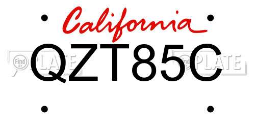 QZT85C California License Plate