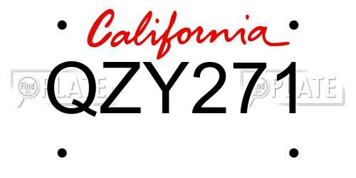 QZY271 California License Plate