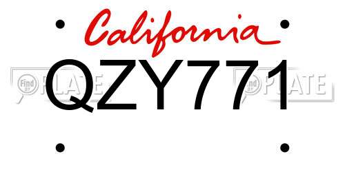 QZY771 California License Plate