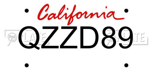 QZZD89 California License Plate