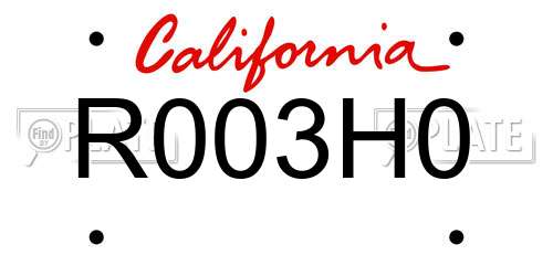 R003H0 California License Plate