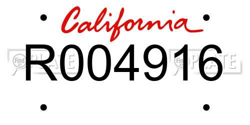 R004916 California License Plate