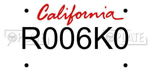 R006K0 California License Plate