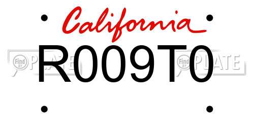 R009T0 California License Plate