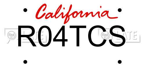 R04TCS California License Plate