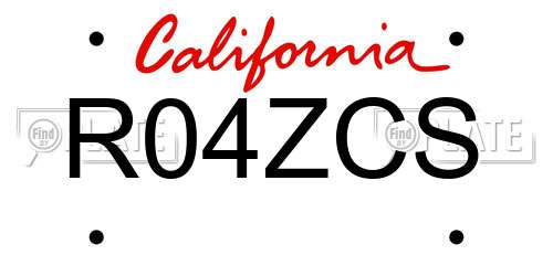 R04ZCS California License Plate
