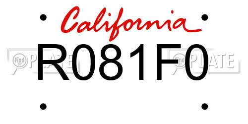 R081F0 California License Plate