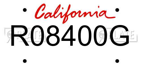 R08400G California License Plate