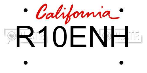 R10ENH California License Plate