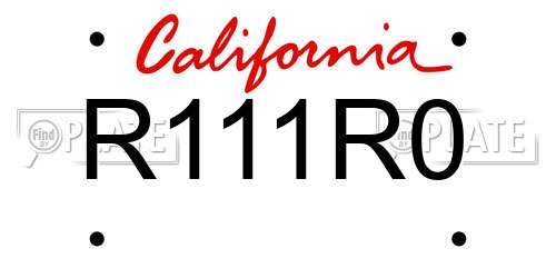 R111R0 California License Plate