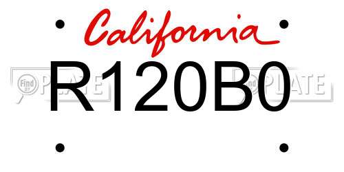 R120B0 California License Plate