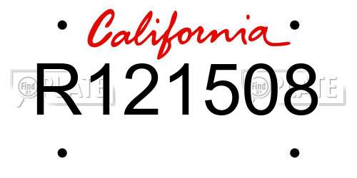 R121508 California License Plate
