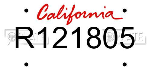 R121805 California License Plate